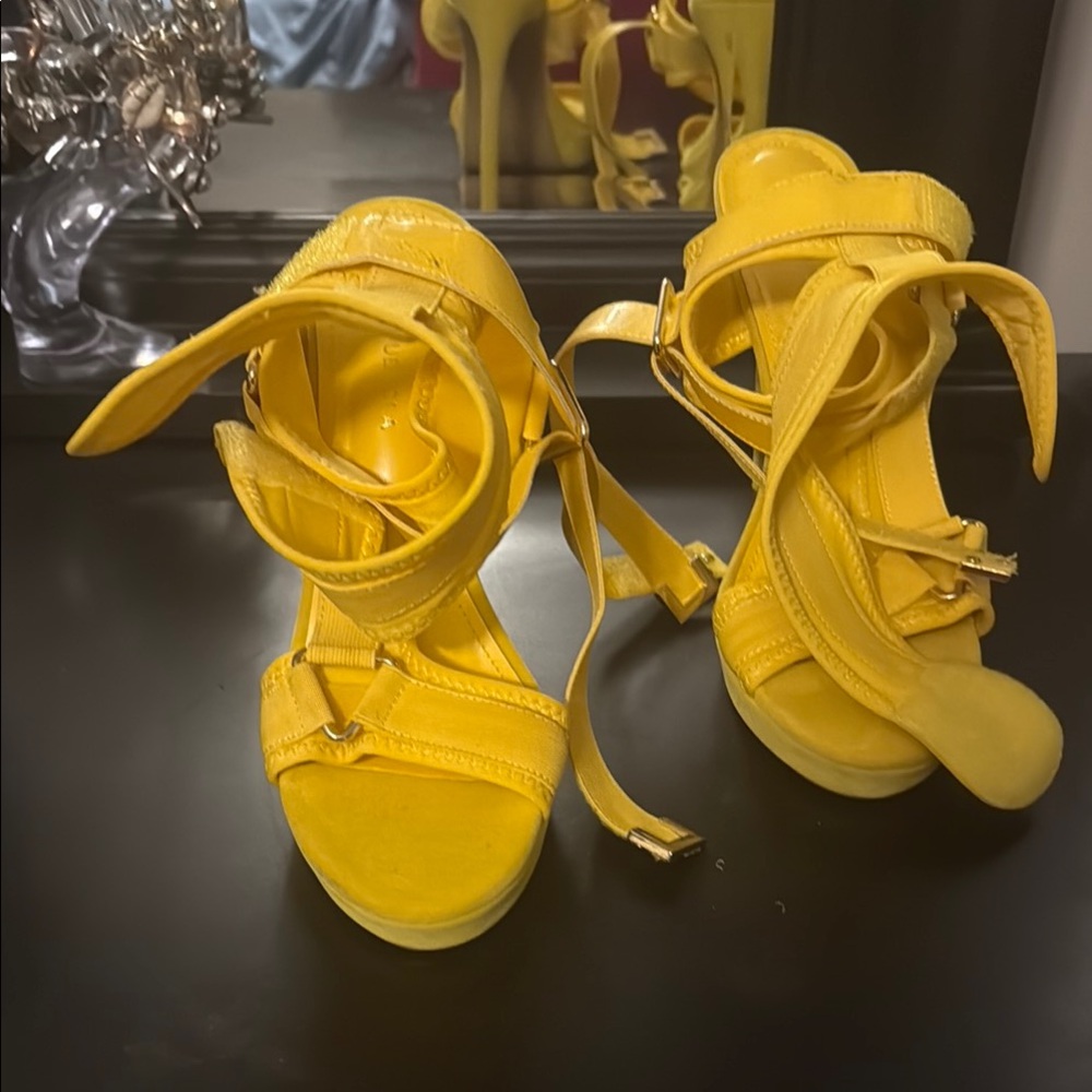Shoe Republic LA Yellow Strappy Heels